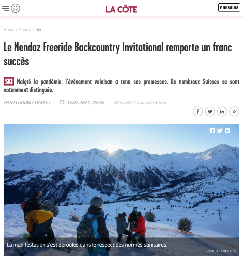 Le Nendaz Freeride Backcountry Invitational remporte un franc succs