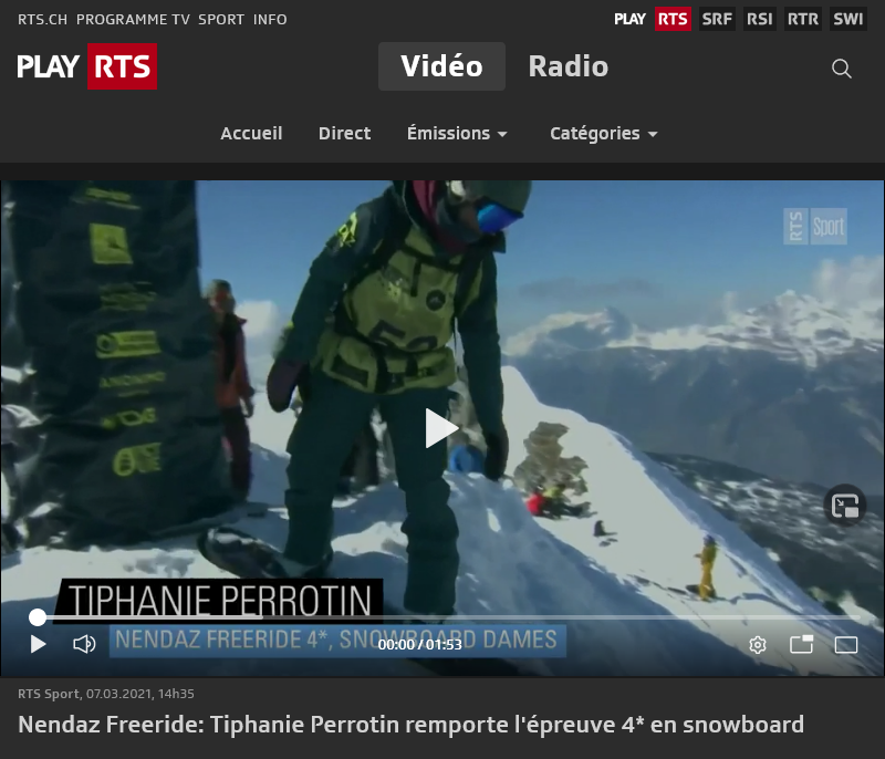 Nendaz Freeride: Tiphanie Perrotin remporte l'preuve 4* en snowboard