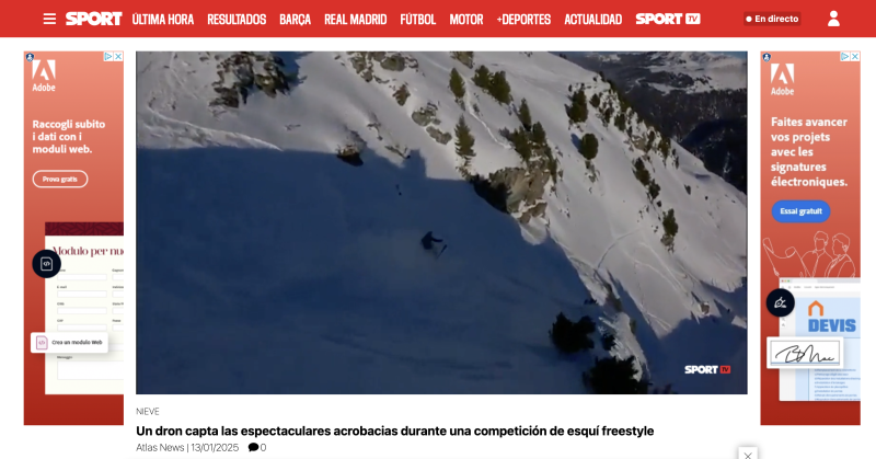 Un dron capta las espectaculares acrobacias durante una competicin de esqu freestyle