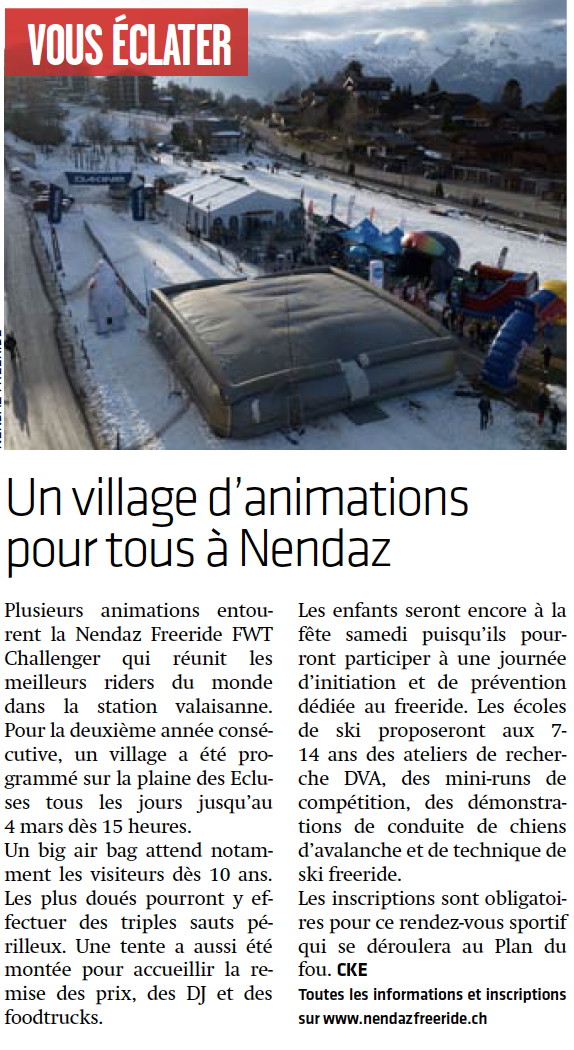 Un village d'animations pour tous à Nendaz