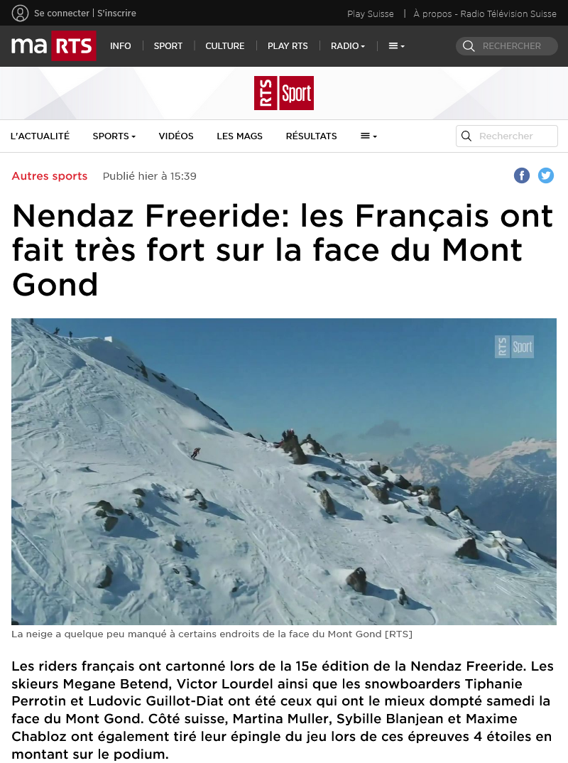 Nendaz Freeride: les Franais ont fait trs fort sur la face du Mont Gond